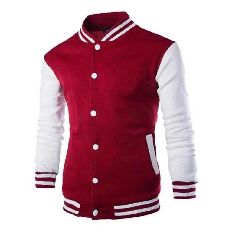 Hoodies Men Baseball Jacket Men Fashion Design Wine Red Mens