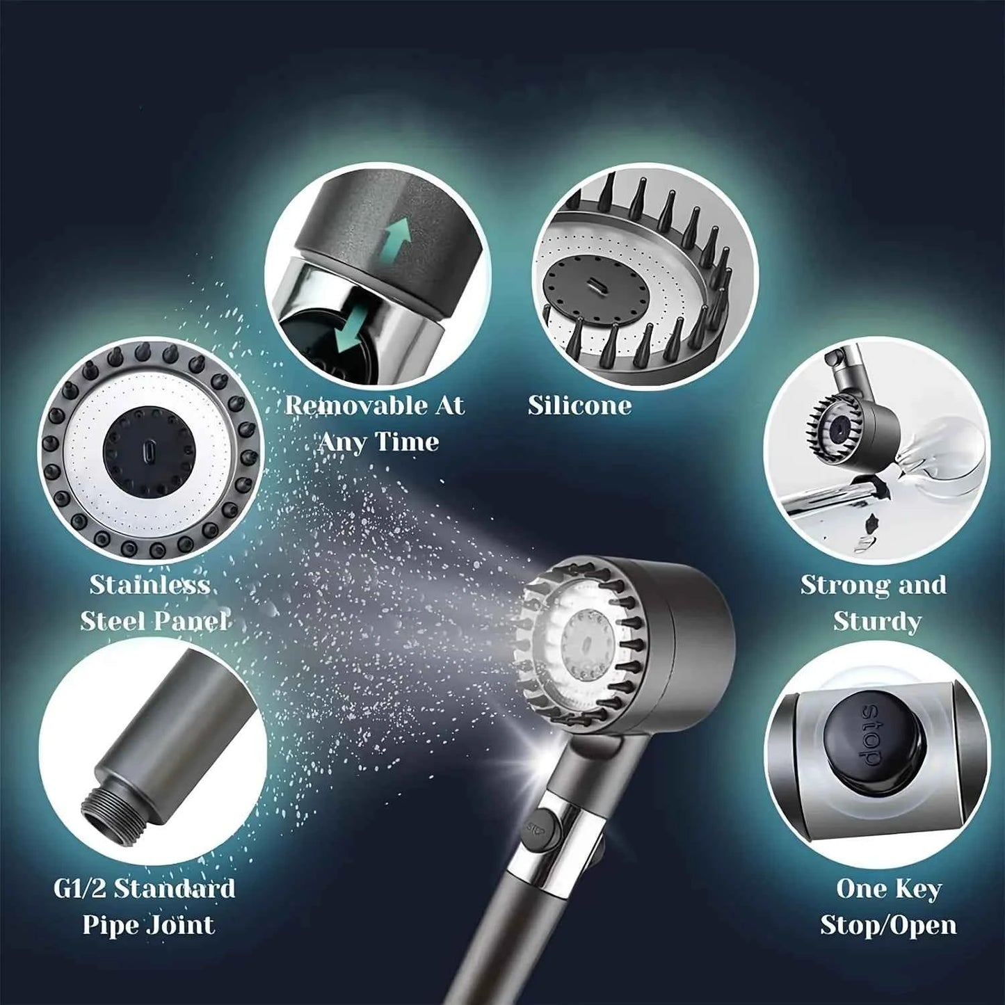 2025 new ion drop shower head with handheld