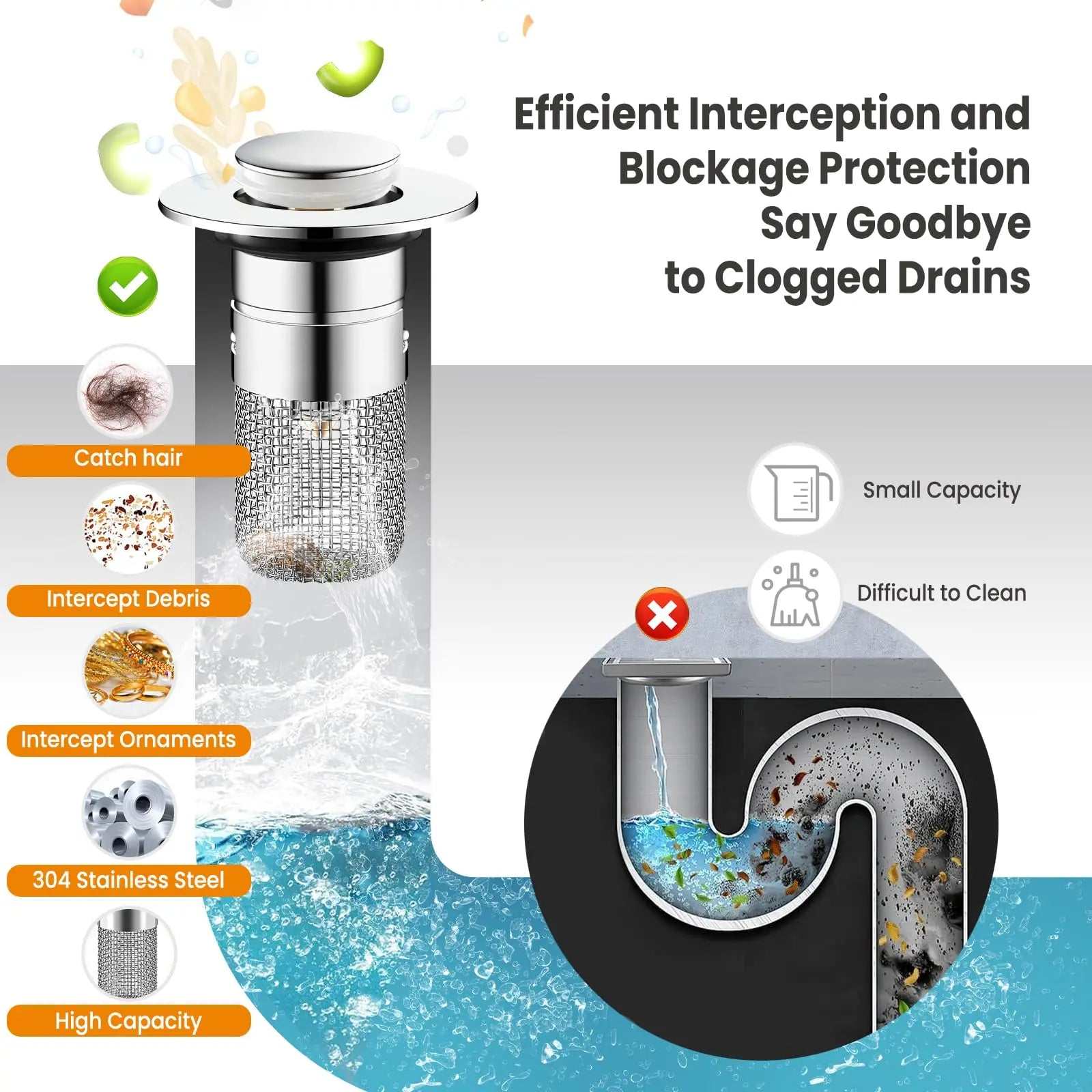 Upgrade your bathroom with this universal sink stopper, designed to provide a perfect combination of convenience, durability, and efficiency. This innovative drain p