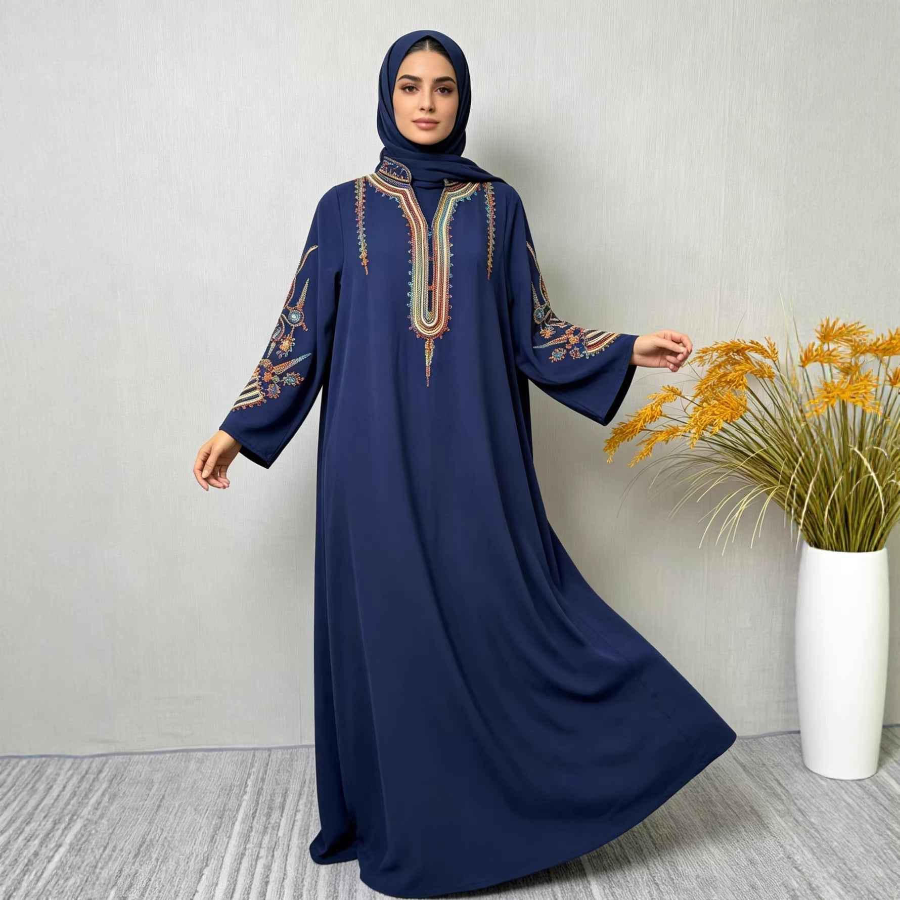 Elegant Embroidered Long Robe Dress for Women Dress