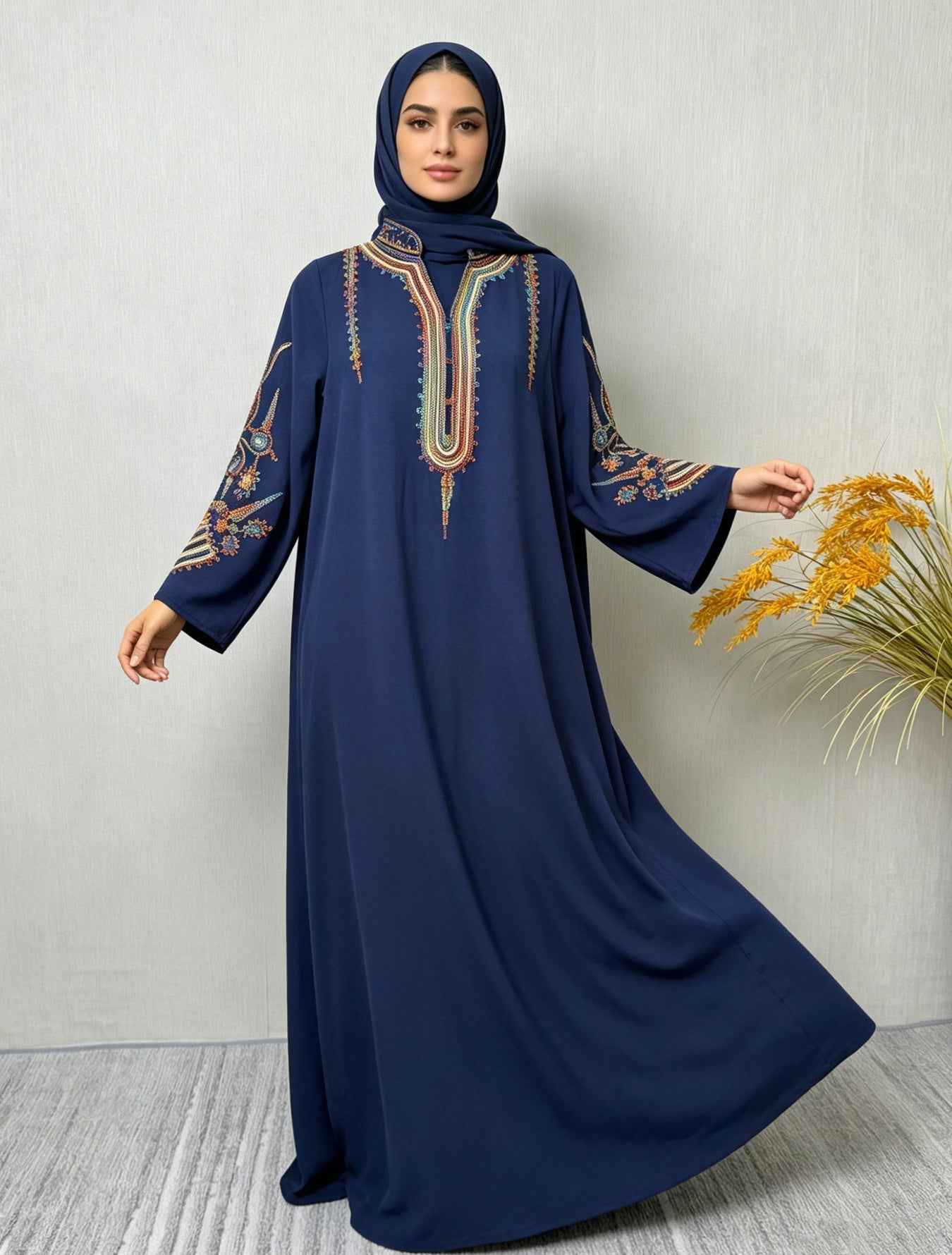Elegant Embroidered Long Robe Dress for Women Dress