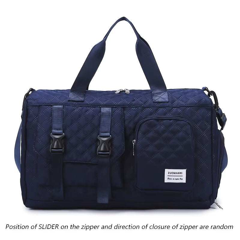 Travel in style and convenience with this large capacity nylon travel bag, designed to meet all your daily and travel needs. Featuring a trendy argyle pattern, this 