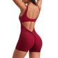Jumpsuits for Women Sexy Backless One Piece Jumpsuit Shorts Sleeveless Tummy Control V Back Scrunch Bodycon RomperWomen Backless V Back Jumpsuits Shorts Scrunch Butt