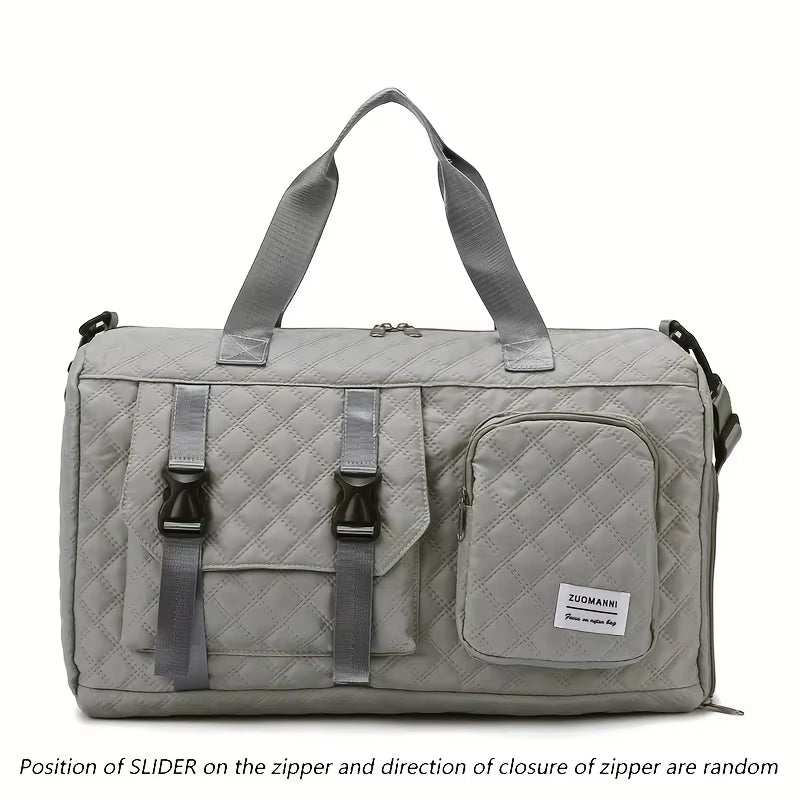 Travel in style and convenience with this large capacity nylon travel bag, designed to meet all your daily and travel needs. Featuring a trendy argyle pattern, this 