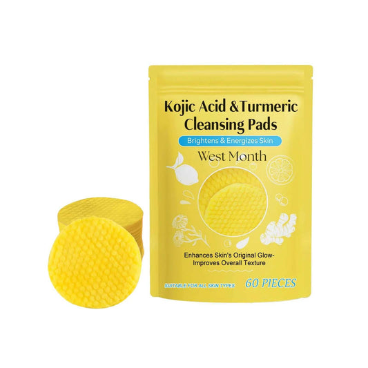 West&amp;Month Turmeric Kojic Acid Cleansing Pads Exfoliating Remove Dead Skin Acne Fade Melanin Oil Control Nourish Glow Facial Wash Sponges 60pcs

Specifications:●