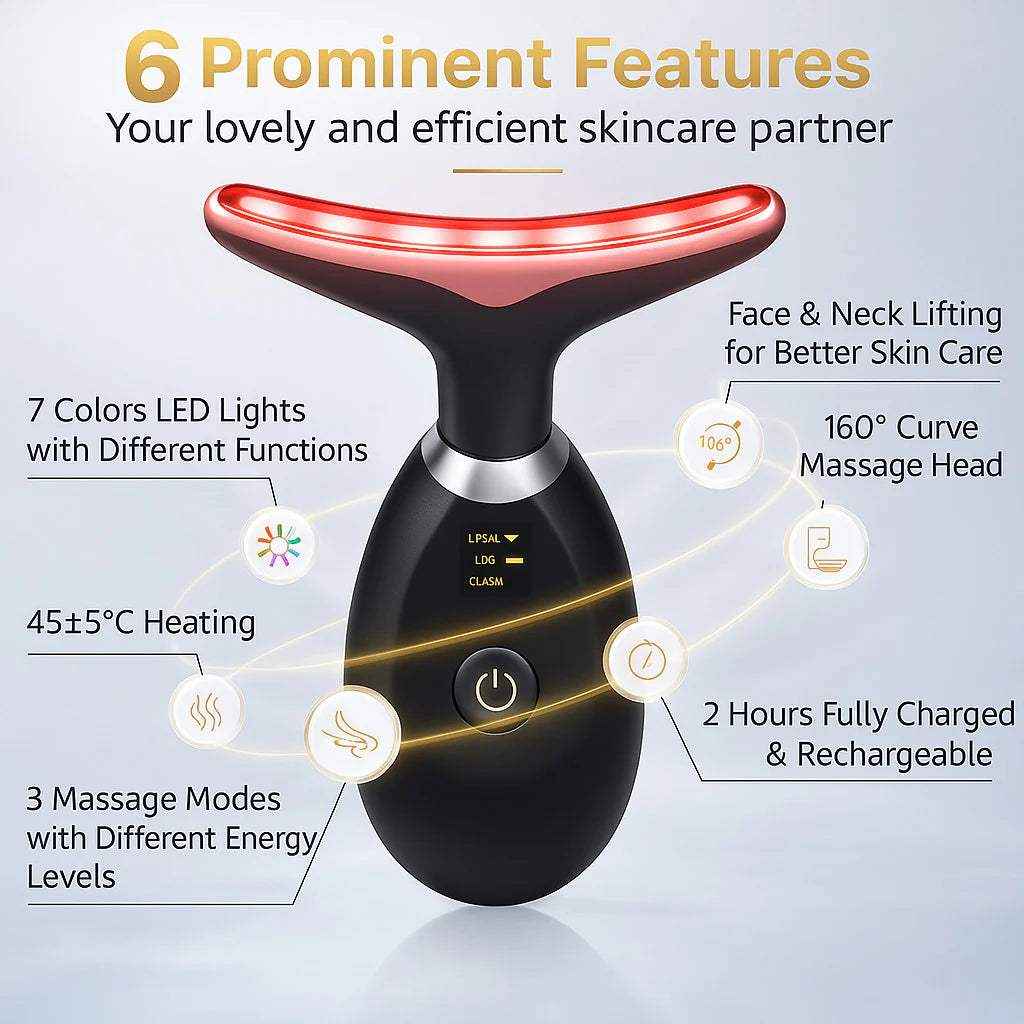 Neck Face Lifting Massager Skin Tighten Device LED anti Wrinkle Double Chin US