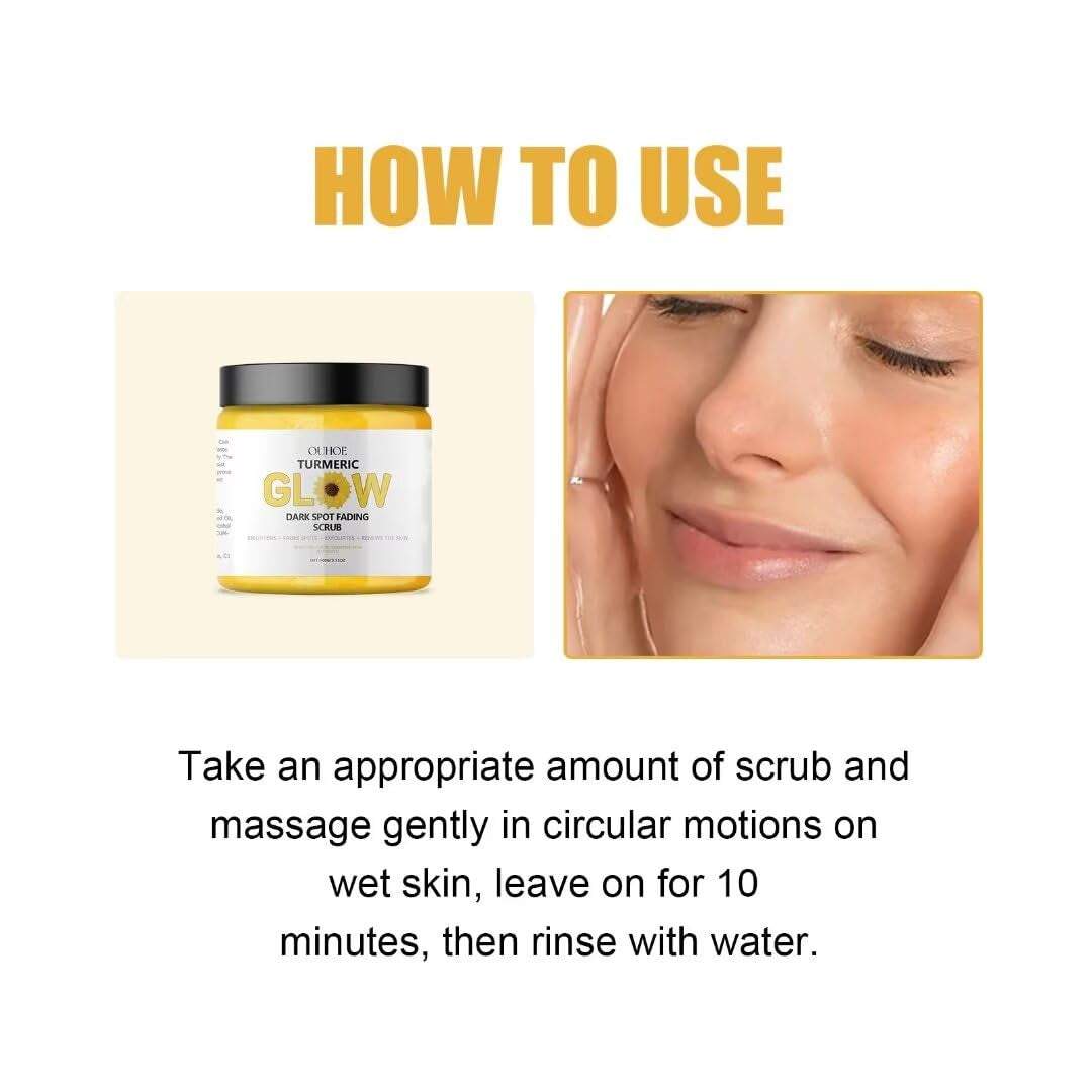 ❥【Turmeric Set】3-piece skin care set includes cleanser 100ml/3.52fl.oz+face cream 100g/3.52ounce+scrub 100g/3.52ounce. Cleanses, nourishes and soothes in three steps