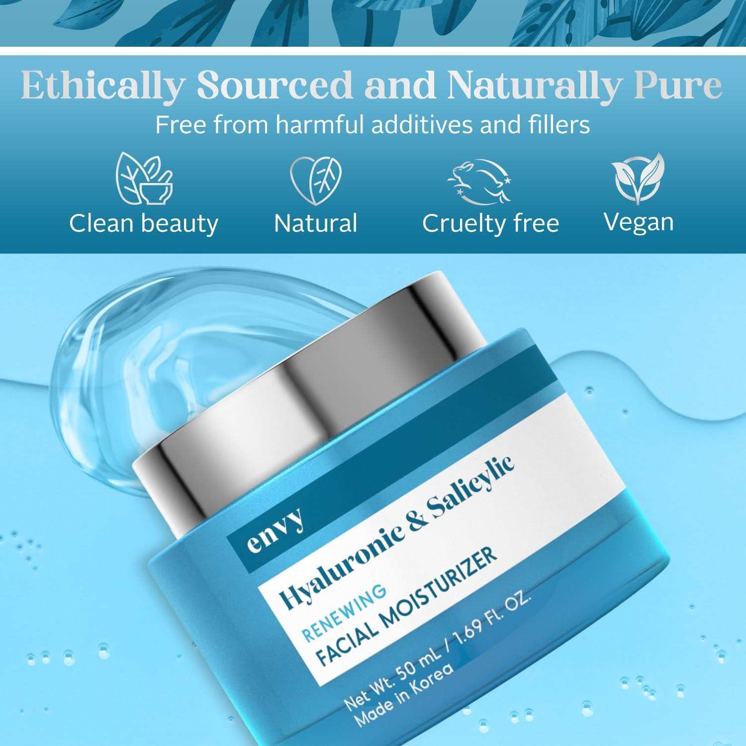KOREAN SKINCARE EXCELLENCE: Experience the premium quality of Korean skincare with our Envy Hyaluronic &amp; Salicylic Acid Face Moisturizer Cream. Perfectly crafted