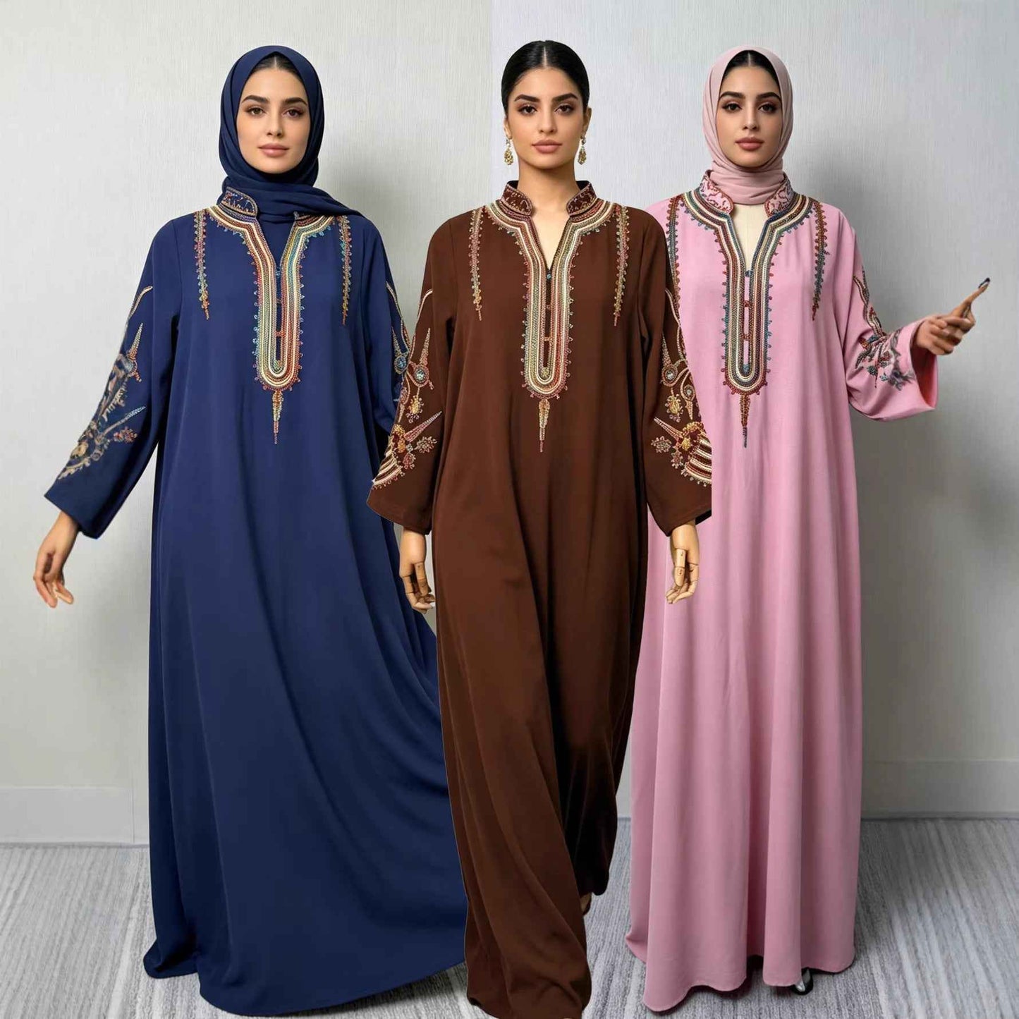 Elegant Embroidered Long Robe Dress for Women Dress