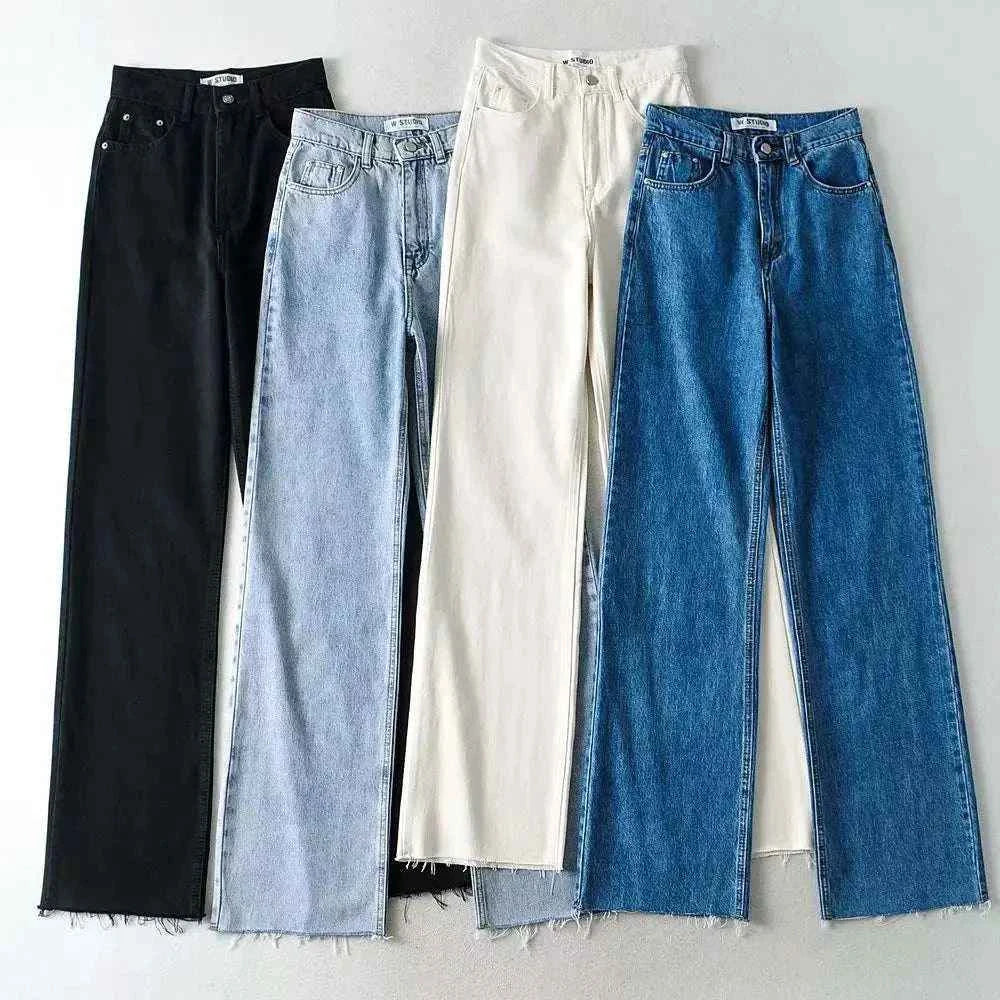 XS-L Casual Fashion Straight Leg Women Jeans Denim Bottom