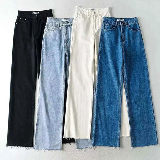 XS-L Casual Women Denim Jeans - Fashion Straight Leg Bottoms fastdrop shop