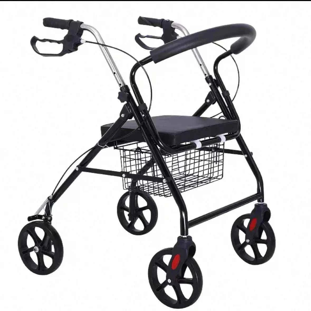 High Quality Foldable Aluminum Outdoor Shopping Medical Rollator Walker with Seat