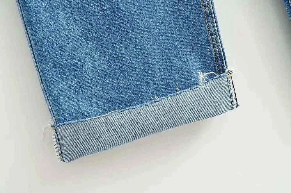 XS-L Casual Fashion Straight Leg Women Jeans Denim Bottom