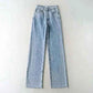 XS-L Casual Fashion Straight Leg Women Jeans Denim Bottom