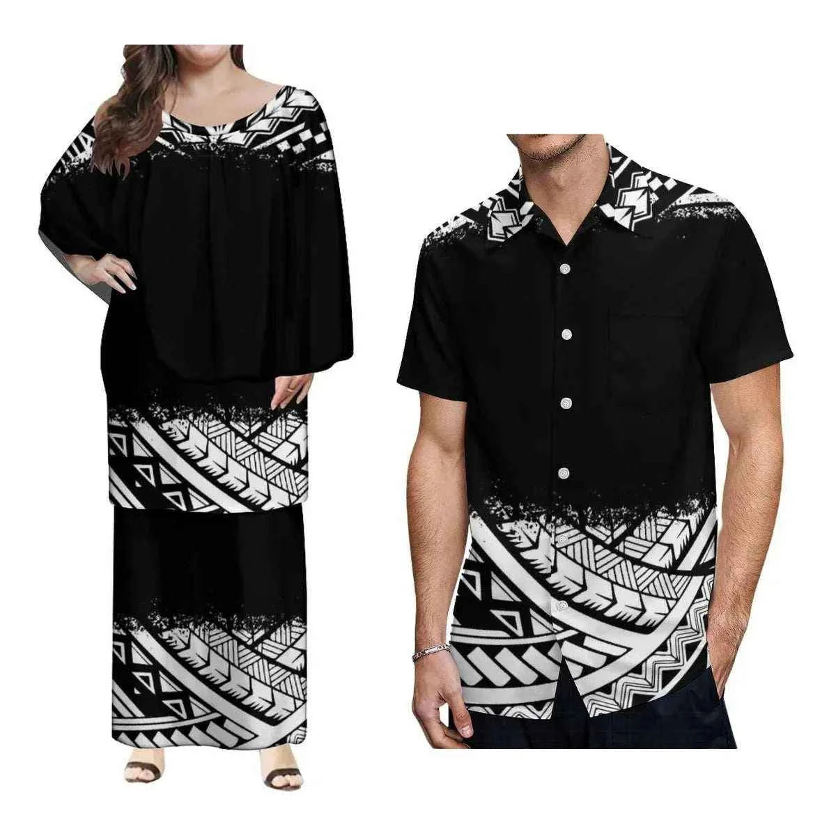 New Style Polynesian Women Long Dress Puletasi Samoan Custom