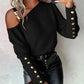 shirt Women Blouse off-shoulder Button Long Sleeve Sexy Autumn