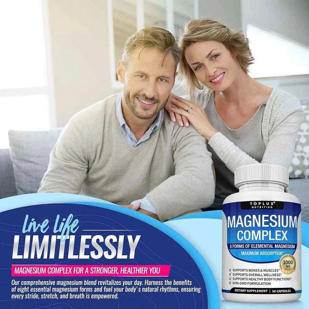 Magnesium Complex Supplement 8 Elemental 1000mg - Magnesium Glycinate, Citrate, Malate,