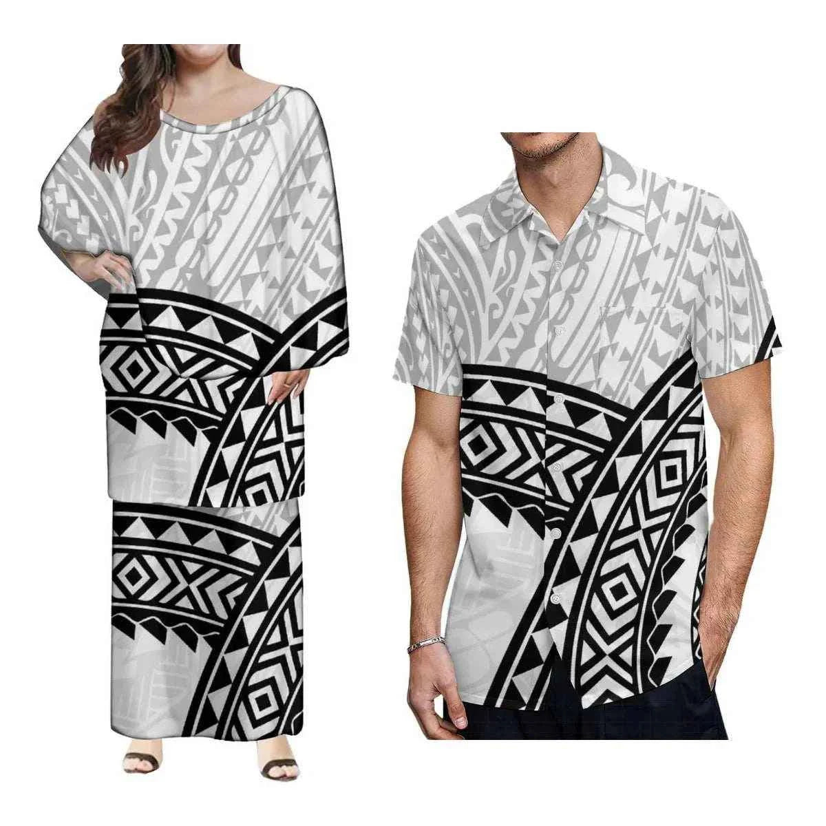 New Style Polynesian Women Long Dress Puletasi Samoan Custom