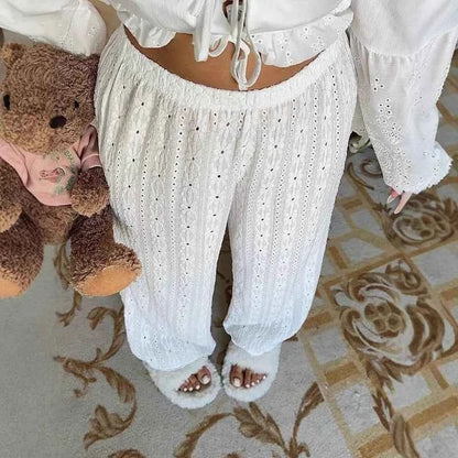 Fall 2025 Jacquard Solid Color Casual Pants