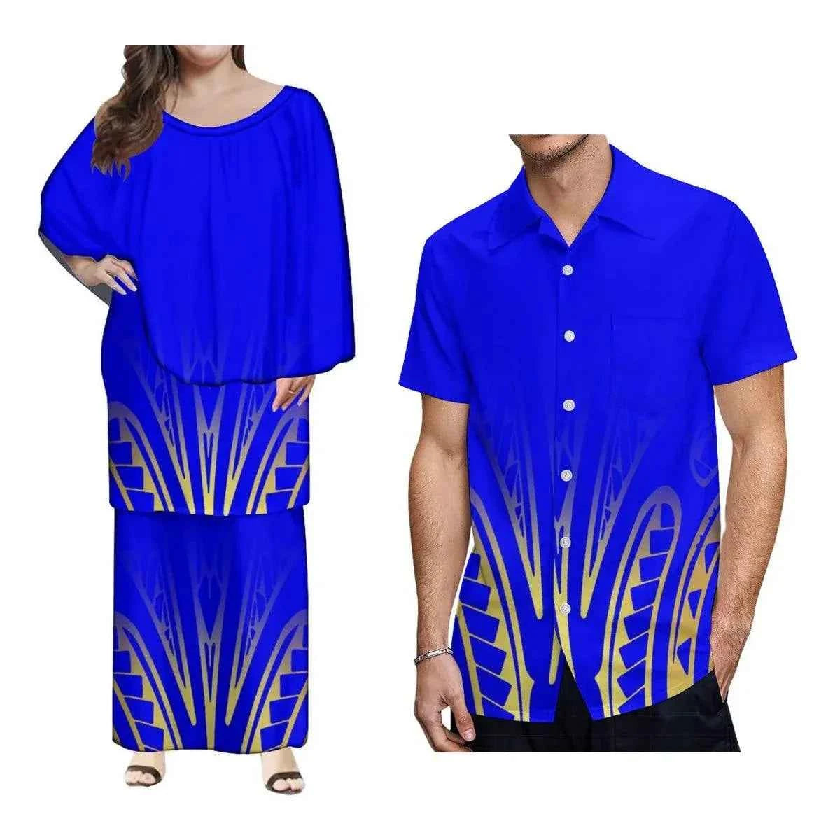 New Style Polynesian Women Long Dress Puletasi Samoan Custom