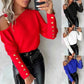 shirt Women Blouse off-shoulder Button Long Sleeve Sexy Autumn