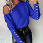 shirt Women Blouse off-shoulder Button Long Sleeve Sexy Autumn