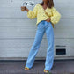 Classic Straight-Leg High-Waisted Denim Jeans with Raw Hem – Multiple Colors Available