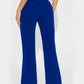Ladies' solid color front button simple casual commuting elegant straight leg pants