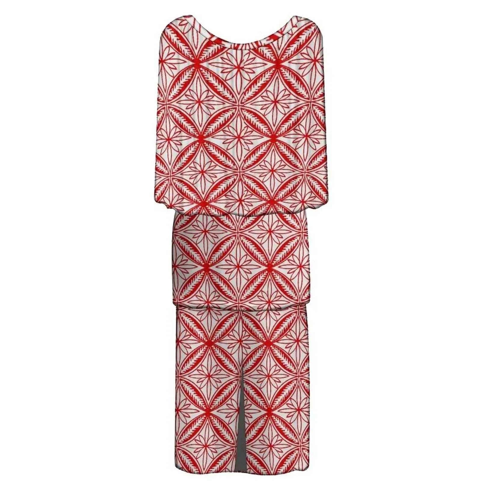 New Style Polynesian Women Long Dress Puletasi Samoan Custom