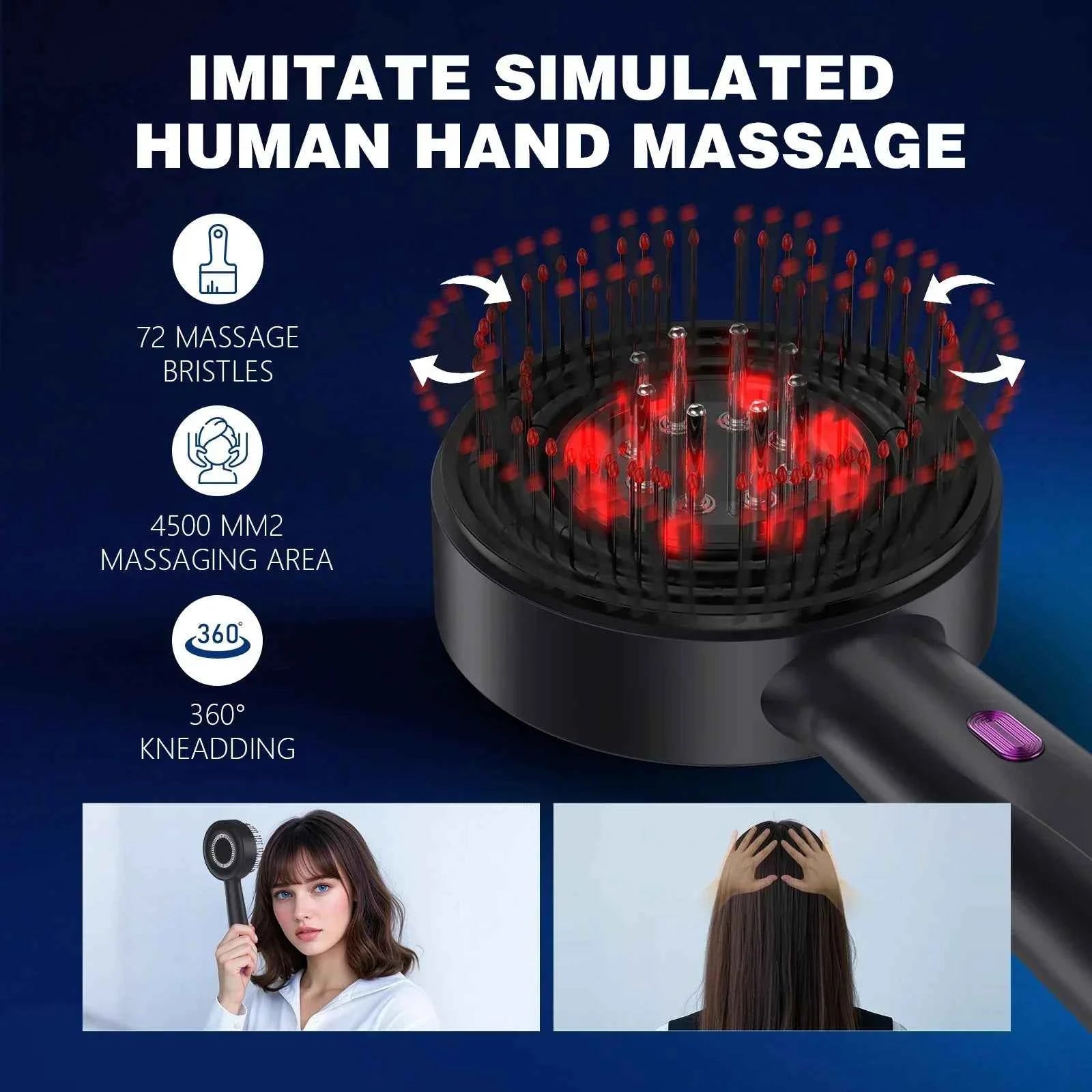 Rechargeable Hair Growth Comb Vibration Massage Comb Red Light