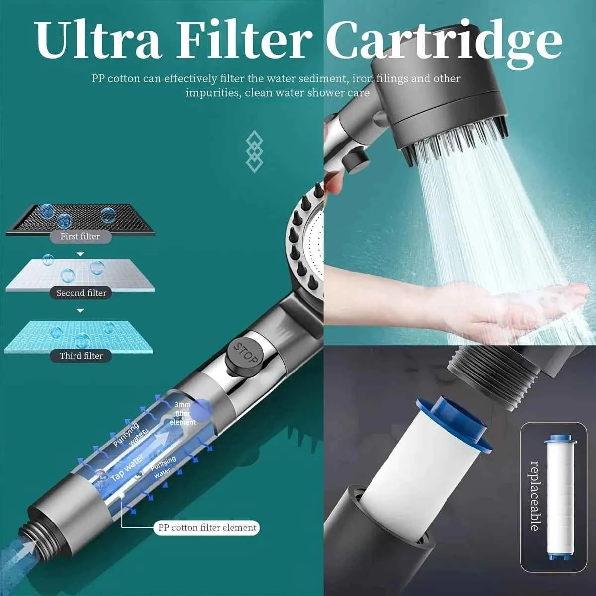 2025 new ion drop shower head with handheld