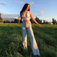 Classic Straight-Leg High-Waisted Denim Jeans with Raw Hem – Multiple Colors Available