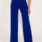 Ladies' solid color front button simple casual commuting elegant straight leg pants