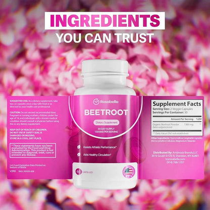 Organic Beet Root Capsules 1300mg - Pure Beet Root Powder Supplement fastdrop shop