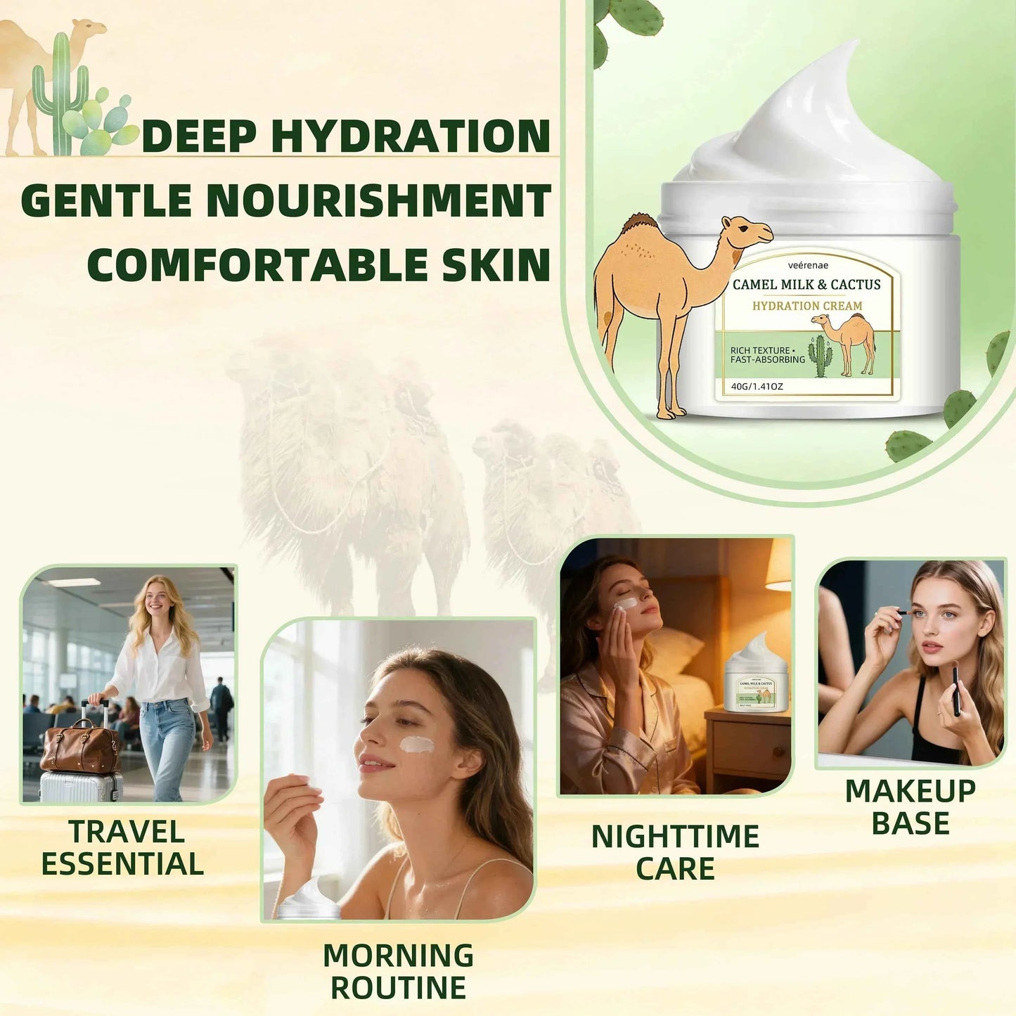 CAMEL MILK CACTUS HYDRATION CREAM – Gentle Hydration Nourishing Face