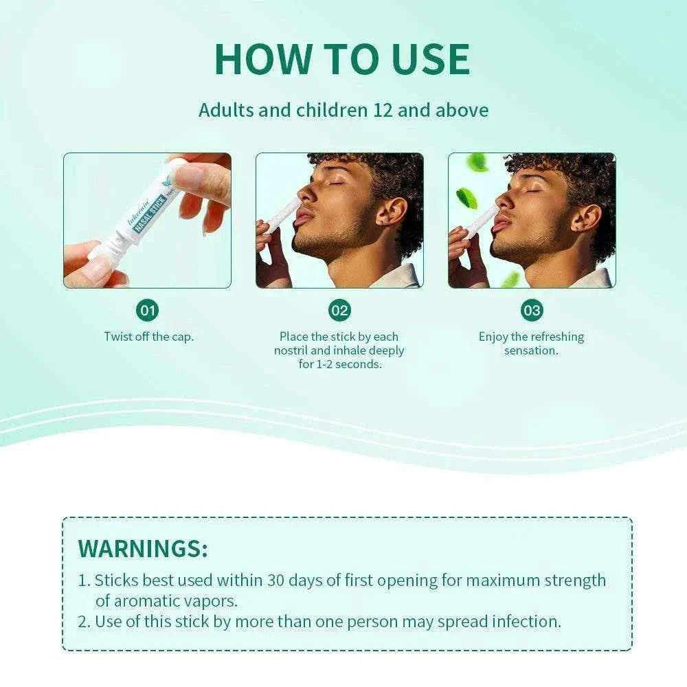 Nasal Stick Boosts Focus Inhaler Tubes Cooling Essential Oil Nasal