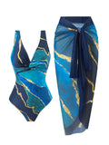 Women's One-Piece Swimsuit with V-Neck and Cross
