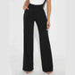 Ladies' solid color front button simple casual commuting elegant straight leg pants