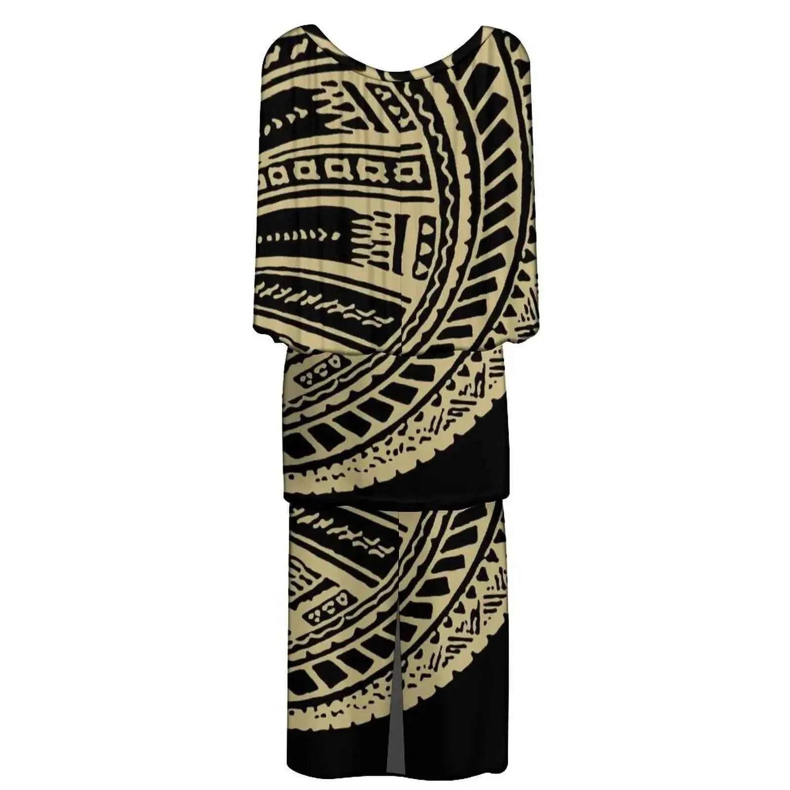 New Style Polynesian Women Long Dress Puletasi Samoan Custom