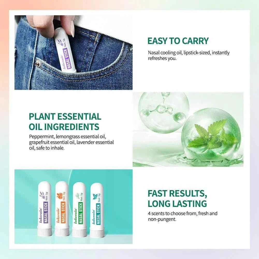 Nasal Stick Boosts Focus Inhaler Tubes Cooling Essential Oil Nasal