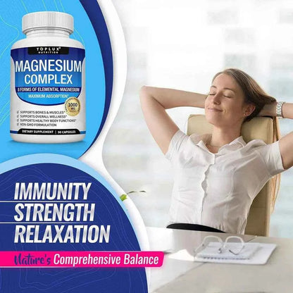 Magnesium Complex Supplement 8 Elemental 1000mg - Magnesium Glycinate, Citrate, Malate, fastdrop shop