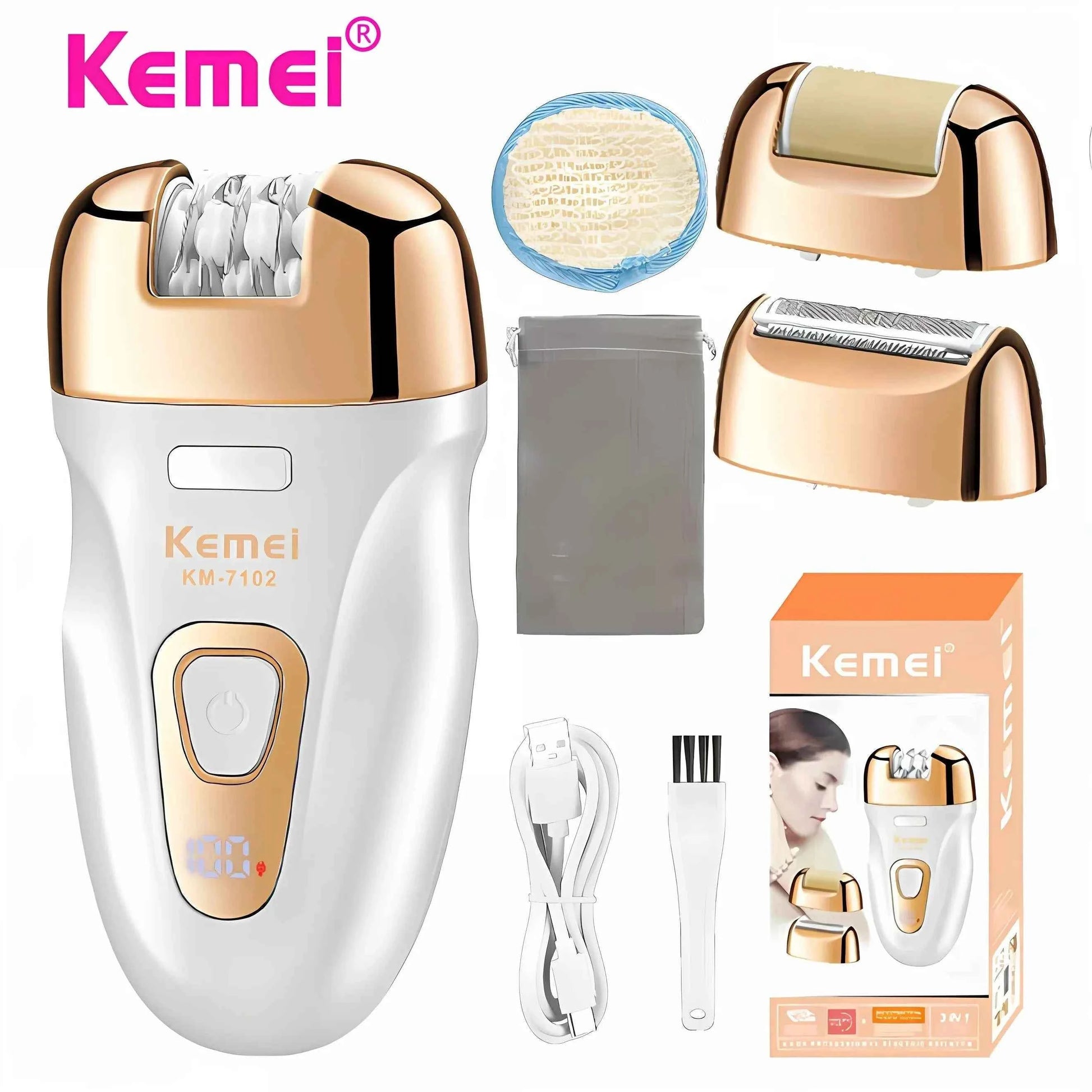 Kemei KM-7102 Hair Removal Device for Women - Effortless and Smooth Skin fastdrop shop KM-7102Color box
