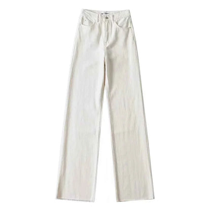 Fastdrop Shop Classic High-Waisted Straight-Leg Jeans with Raw Hem fastdrop shop