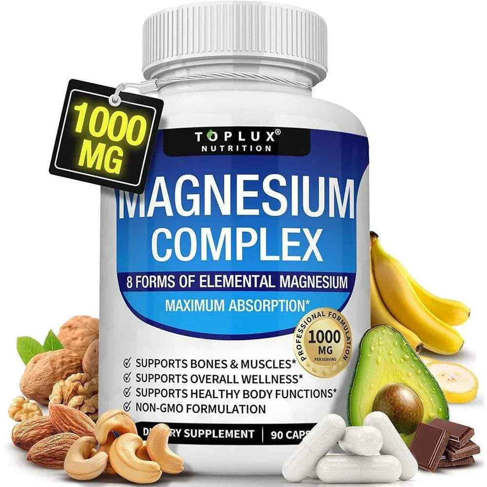 Magnesium Complex Supplement 8 Elemental 1000mg - Magnesium Glycinate, Citrate, Malate,