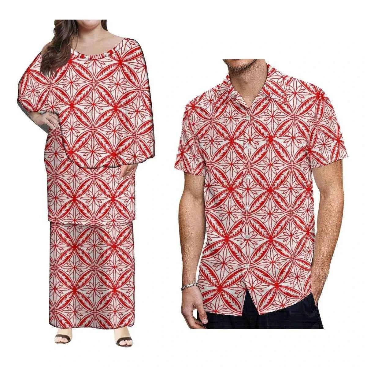New Style Polynesian Women Long Dress Puletasi Samoan Custom