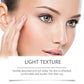 Light texture skincare product demonstrated on a woman's face, highlighting quick absorption and comfort for refreshed skin.
