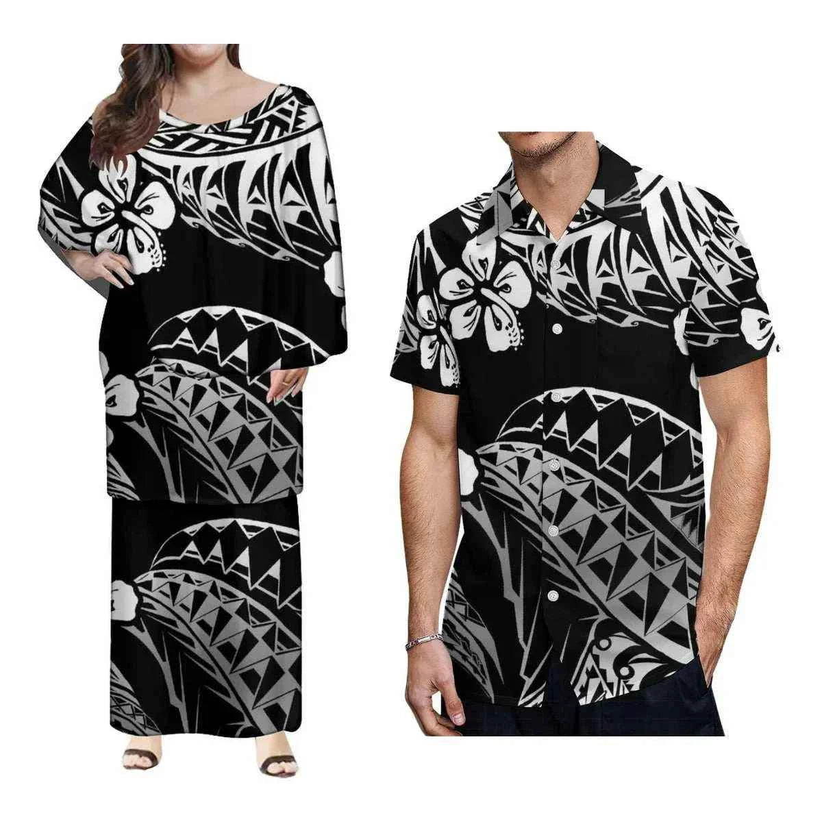 New Style Polynesian Women Long Dress Puletasi Samoan Custom