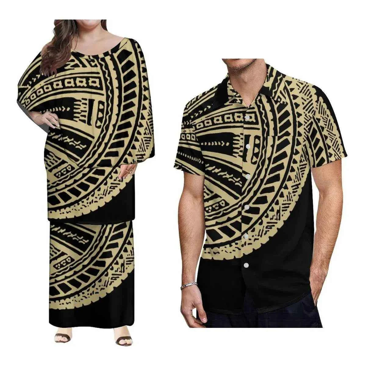 New Style Polynesian Women Long Dress Puletasi Samoan Custom