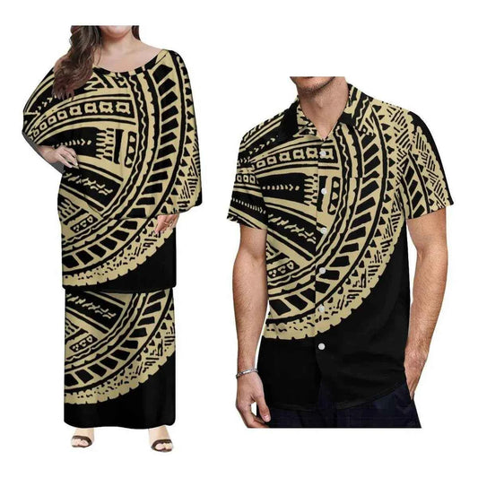 New Style Polynesian Women Long Dress Puletasi Samoan Custom