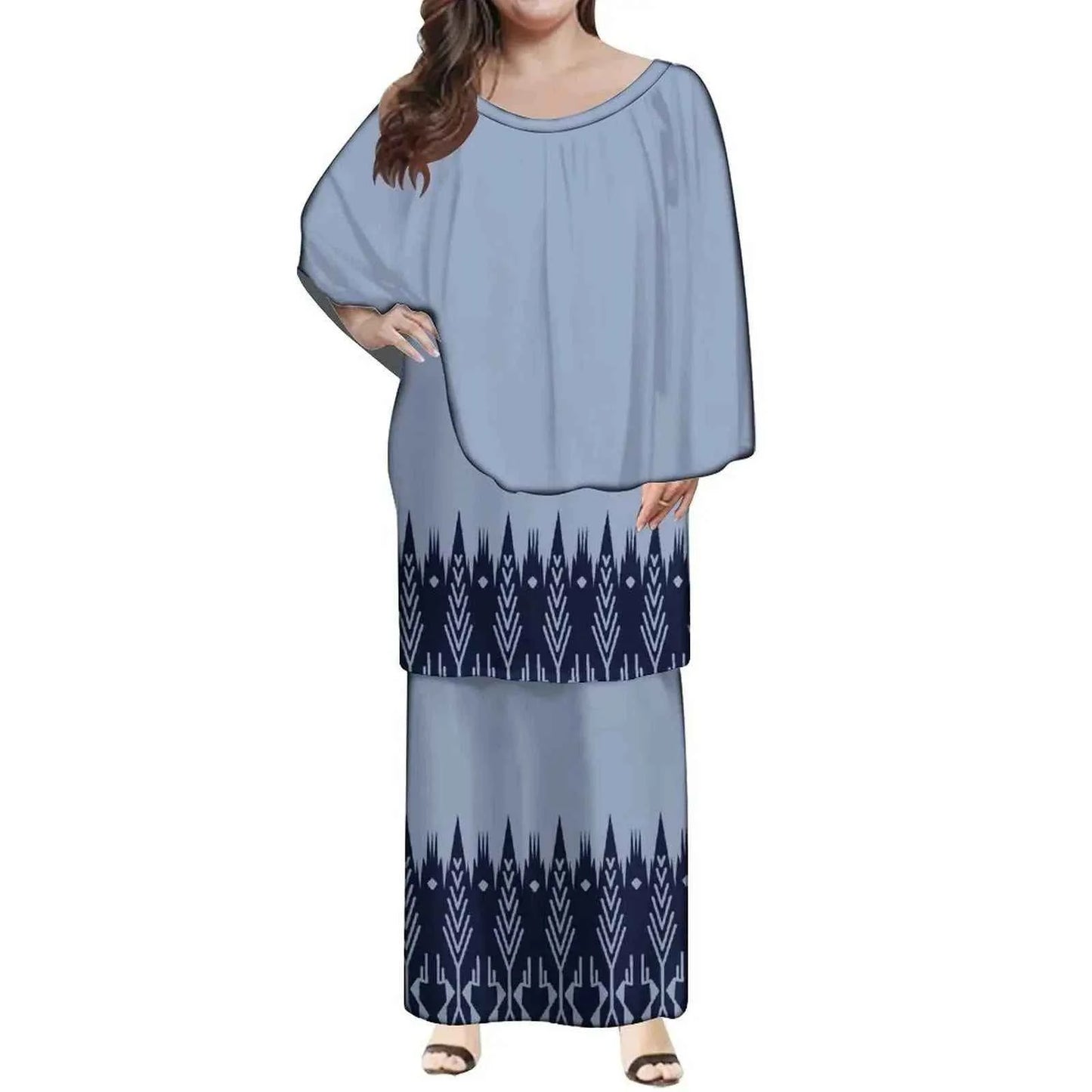 New Style Polynesian Women Long Dress Puletasi Samoan Custom